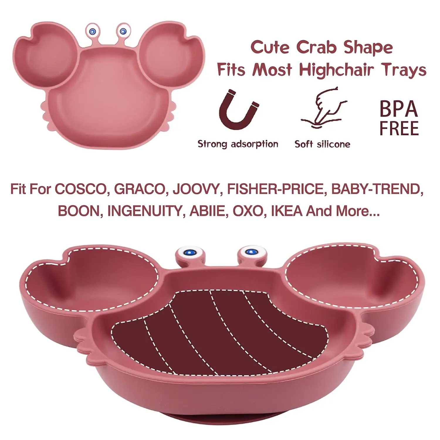 Baby Bowls Plates Fork spoon Set Silicone Suction Feeding Food Tableware BPA Free Non-Slip Baby Dishes Crab Food Feeding Bowl 4