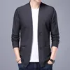 Autumn Winter Knitted Cardigan Men Fashion Slim Fit Sweater outerwear Mens Solid Color V Neck Casual Korean Knit Cardigan Man 1