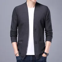 Autumn Winter Knitted Cardigan Men Fashion Slim Fit Sweater outerwear Mens Solid Color V Neck Casual Korean Knit Cardigan Man 1