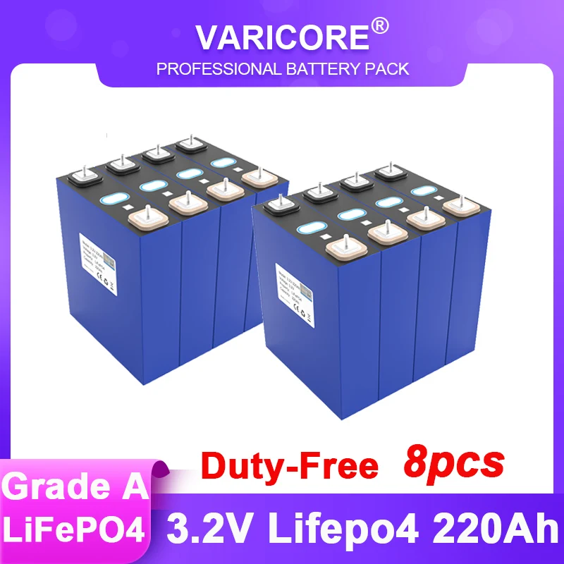 8pcs  3.2V LiFePO4 Battery 320AH 280ah 200ah 150ah 105ah DIY 12v 24V Automotive
