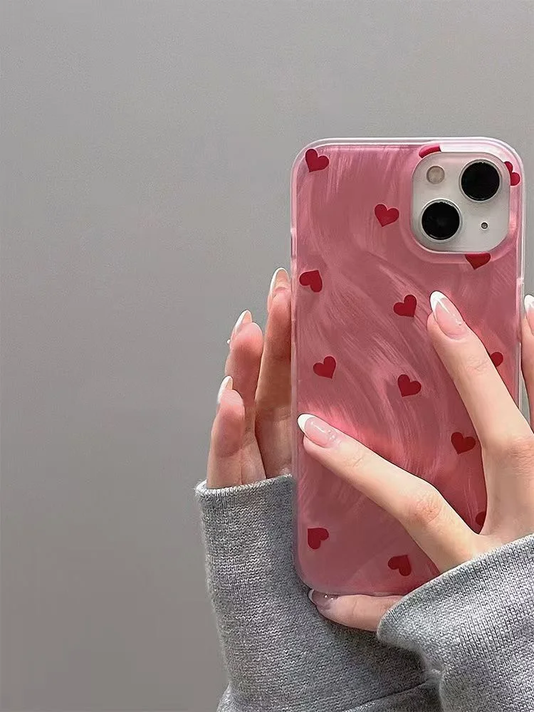 Stylish Red Heart Phone Case - Durable and Chic Design