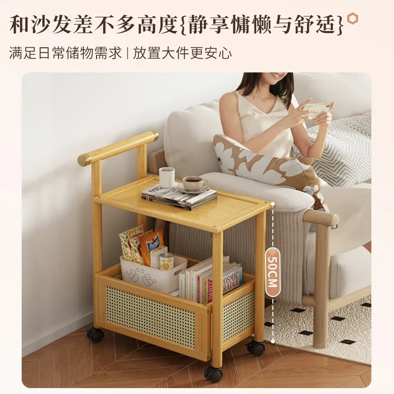 Small Household Living Room Coffee Table, Small Table, Mobile Side Bedside Cabinet, Simple Multifunctional Sofa Trolley