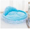 3438-b5e3d7.jpg Hanpanda Fantasy Bow Lace Dog Bed Beds For Large Dogs Detachable Oval Pink Princess Pet Bed Basket For Dog Pet Wedding Furniture
