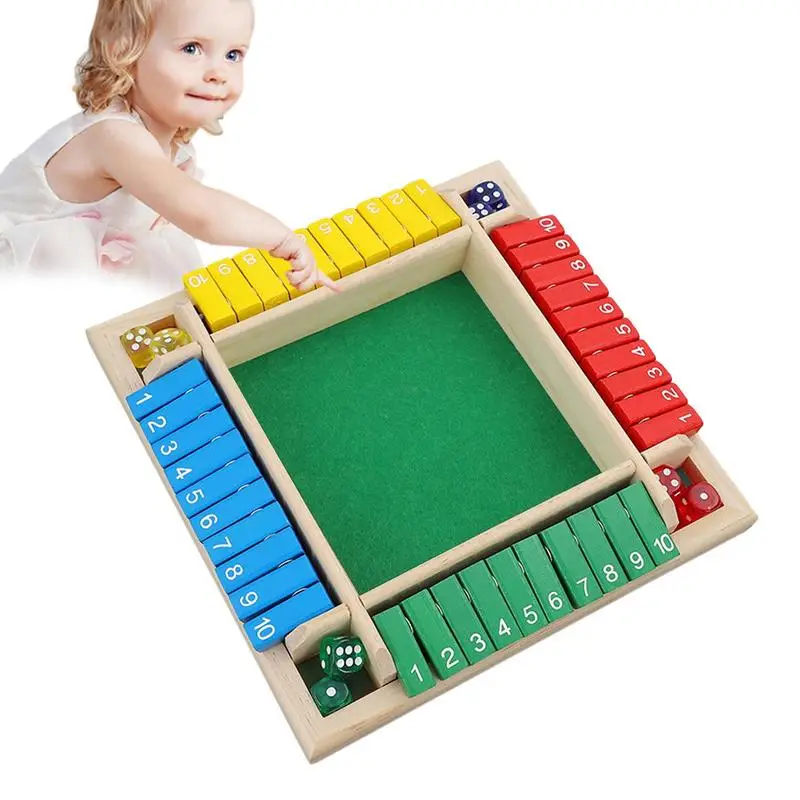 

Shut The Box Board Game Wood 1-4 Players Shut The Box Dice Game Children's Parent-Child Board Game For Math Teaching
