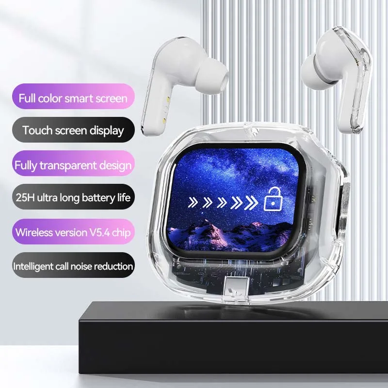 Écouteurs intra-auriculaires sans fil Bluetooth 5.4 Q20, réduction du bruit, Airpods, écran tactile couleur, casque Hi-Fi avec micro - AliExpress