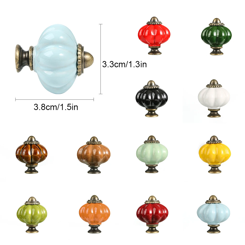 Furniture Knobs Antique Cabinet Knobs Pumpkin Kitchen Cabinets Pulls Retro Ceramic Handles