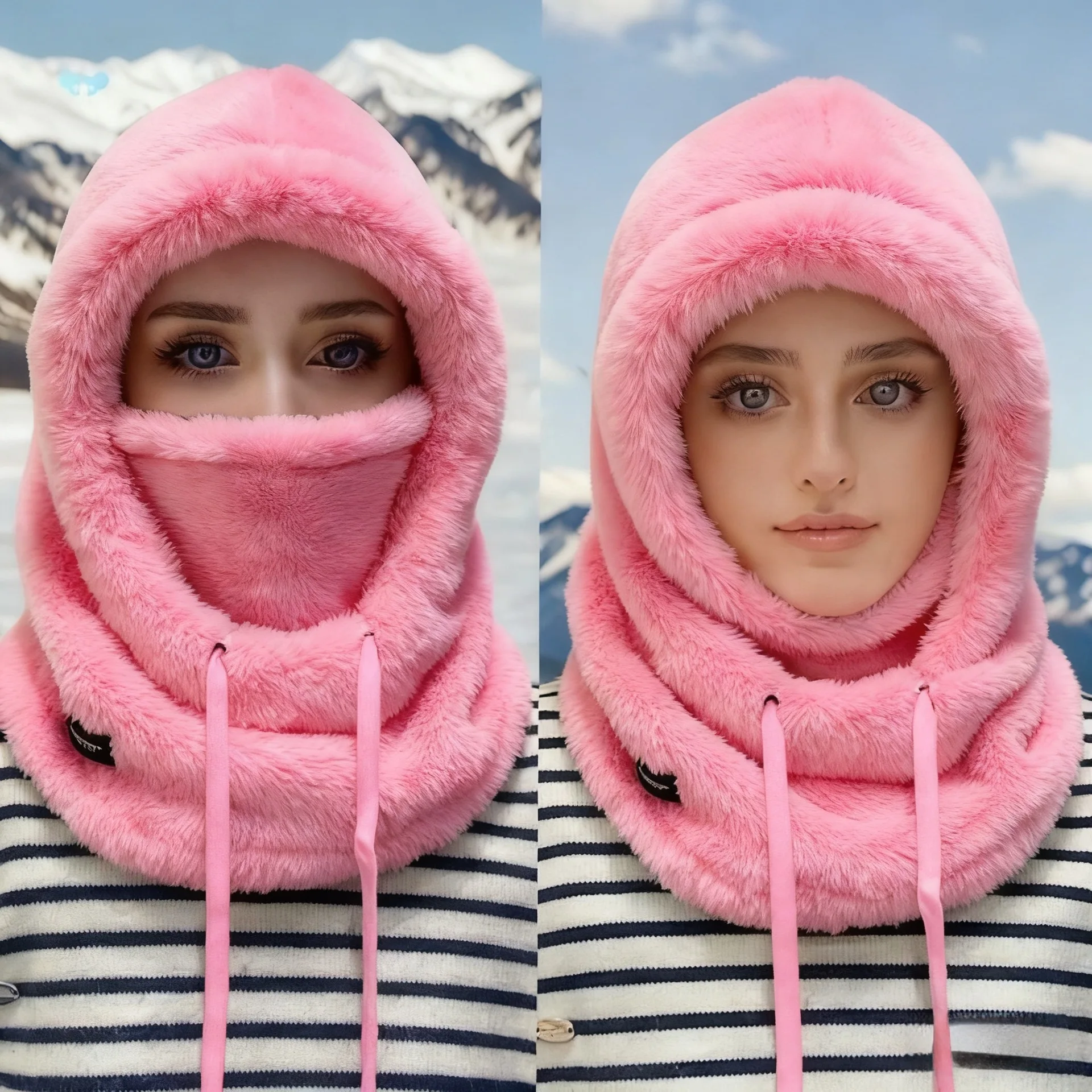 Winter Warm Thermal Windproof Balaclava Ski Hood Motorcycle Face Cover Polar Fleece Adjustable Cycling Neck Cover Full Face Mask