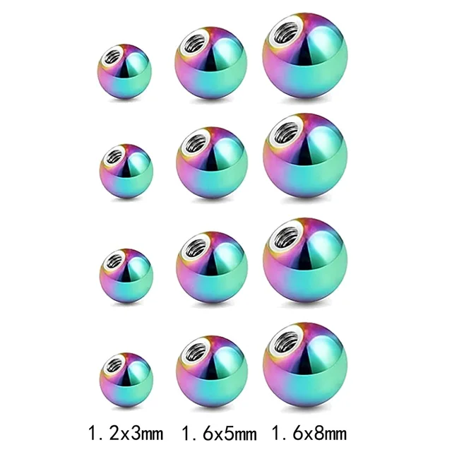 Palline Piercing In Acciaio Chirurgico 316L - Ricambio Per Ombelico, Lingua, Orecchio, 14G/16G - Foto 2