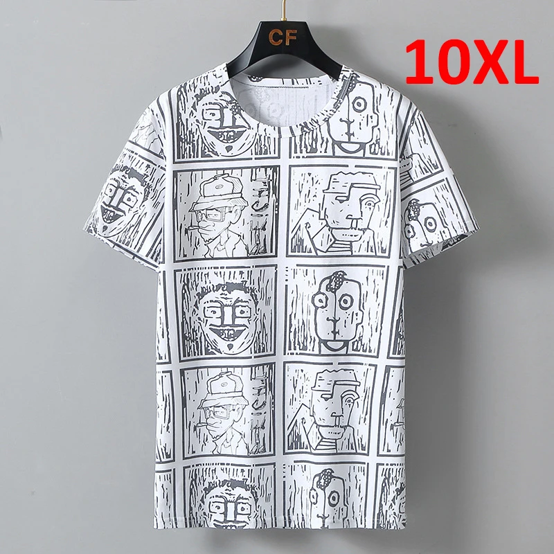 

Big Size 10XL T Shirts 2022 Summer Tshirts Men Fashion Casual Big Size Tops Tees Cartoon Graffiti Short Sleeve T-shirt Male
