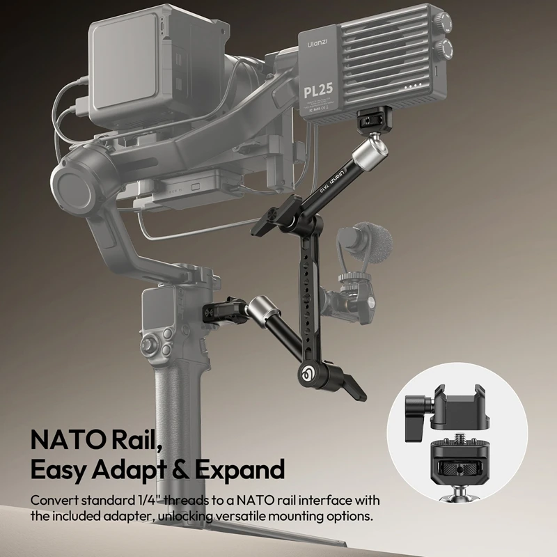 Ulanzi TA10 3-Section Magic Articulating Arm for Live Monitoring Desktop Overhead Shots POV Tracking with 360° Pivot Ball Head - Ảnh 6