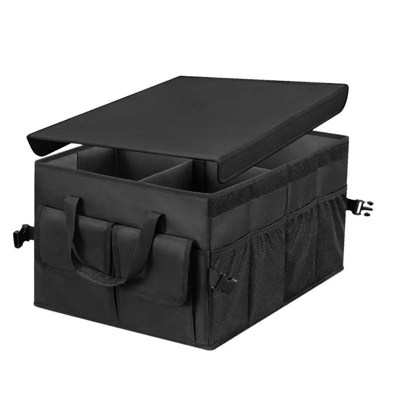 

Car Trunk Storage Organizer Foldable SUV Storage Large Capacity Oxford Securing Straps Anti Slip Bottom Auto Grocery Large Box