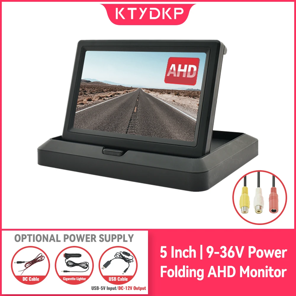 Car Parking Monitor Car Display Monitor Display KTYDKP Car Folding Monitor Screen 2 Way Video Input Vehicle Rear View Camera Parking Backup Reverse 5 Inch TFT Display car display,monitor display,car parking monitor