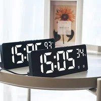 Desktop Clock Snooze Function Voice Controlled Digital Alarm Clock Night Mode Temperature Dual Alarm Clocks Home Decor Garden 1