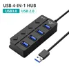 HUB USB 3.0 USB Splitter 2.0 4-in-1 USB Adapter Multi-Port Independent Power Switch Extender 30CM Cable 1