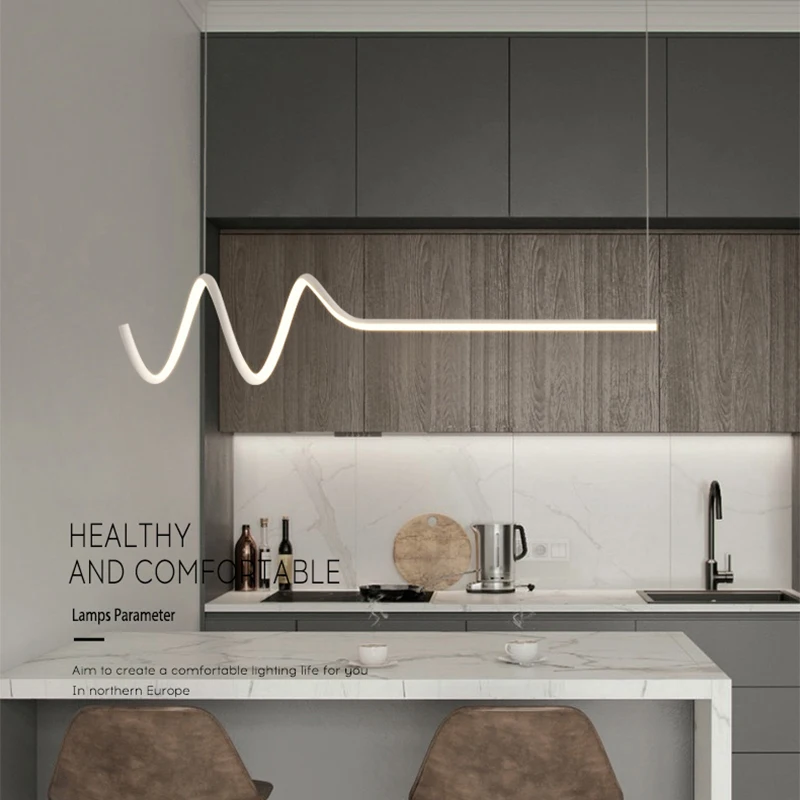 

Люстра для столовой, современный минималистичный светильник в полоску, Минималистичная лампа для офиса, кабинета, столовой, бара