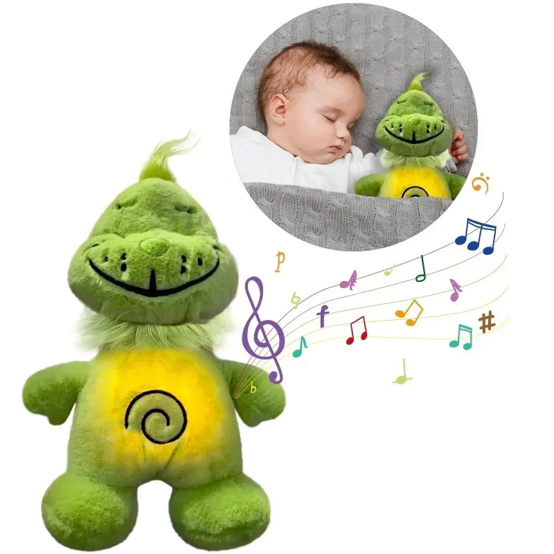Green Interactive Breathing Plush Toy- Anime Companion Doll with Pulsing Glow Belly,Cuddly Stuffed Animal（without battery）