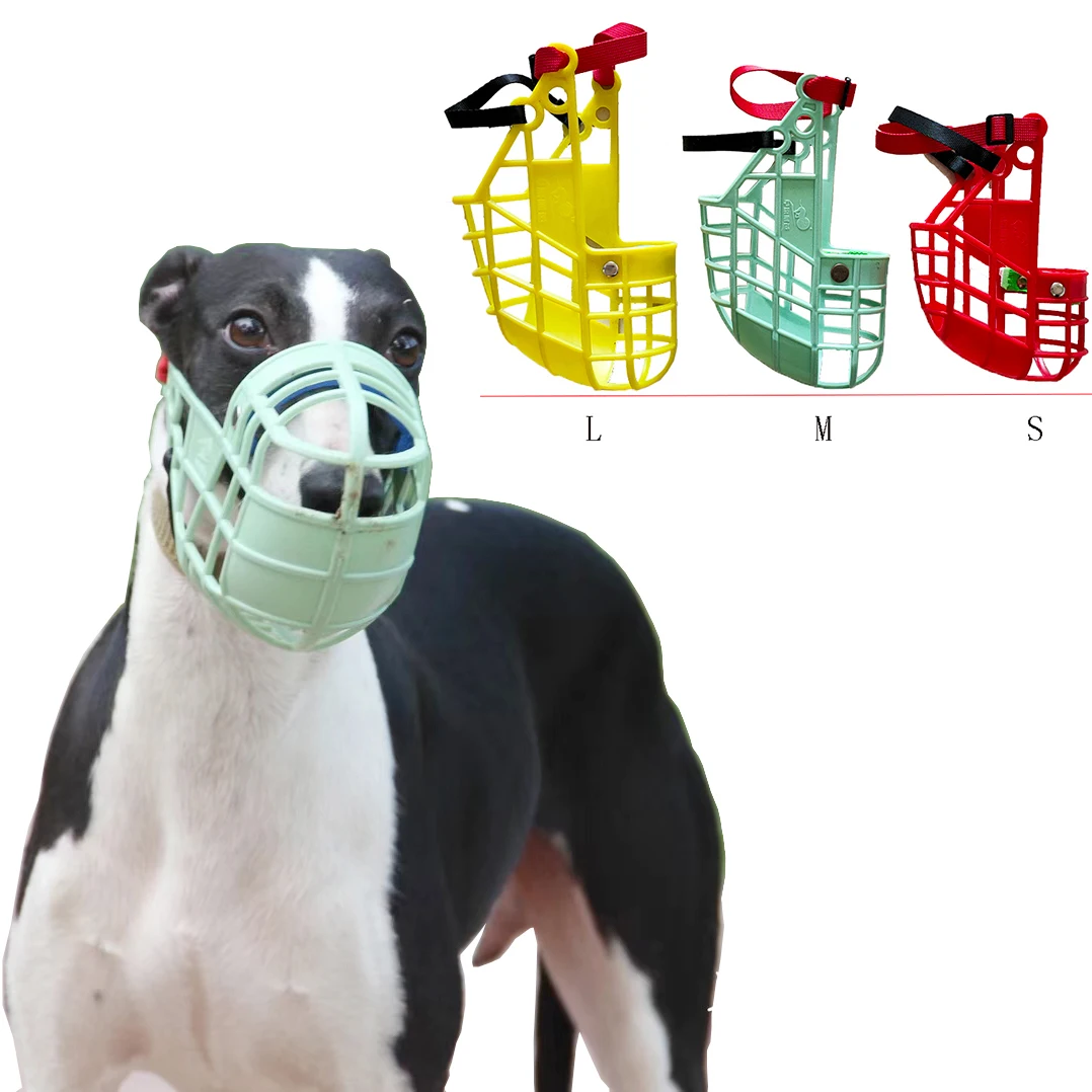 Adjustable Dog Muzzle Plastic Mask Anti-Barking Bite Mouth Cover Greyhound Gree Whippet Basket Muzzles Pet Supplies collars dog muzzle