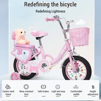 Bicyclette pour enfants de 12 à 20 pouces, avec roues d'entraînement, pour filles de 3 à 13 ans, avec panier, filet de protection 5