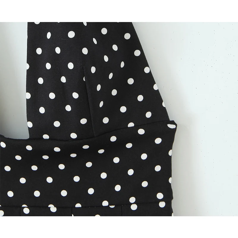 2025 Women Fashion Polka Dot Printed Bow Halter Dress Female Sexy Sleeveless Short Dress Casual Chic Backless Summer Dress
