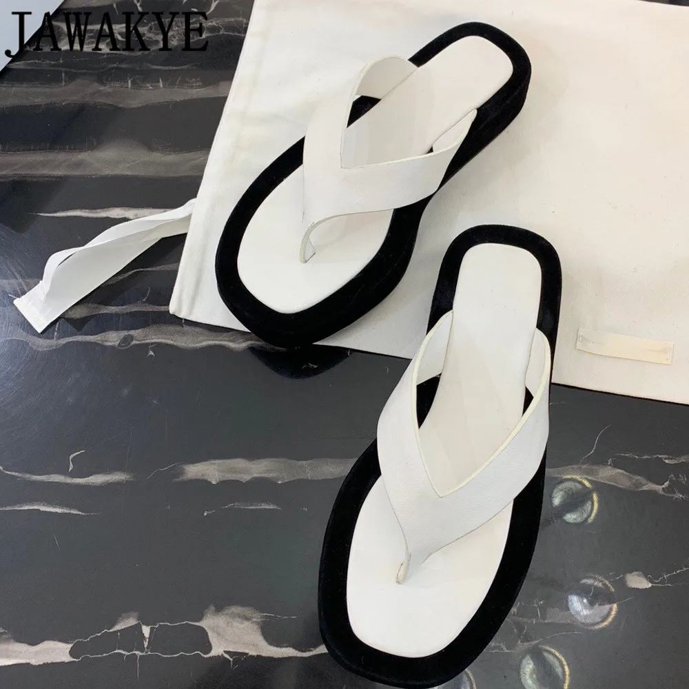 Summer thick bottom sandals women flat heel casual vacation beach Shoes real leather flip flops outdoor slippers zapatos mujer