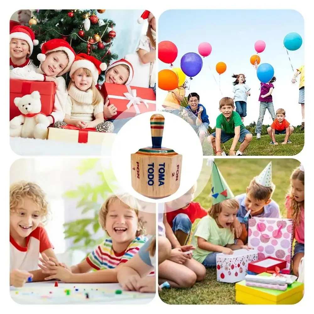 Toma Todo Set Mexican Fiesta Kids and Adults Family Party Games Bachelor Parties or Baby Shower Wood Spinning Top Game spinning top toy