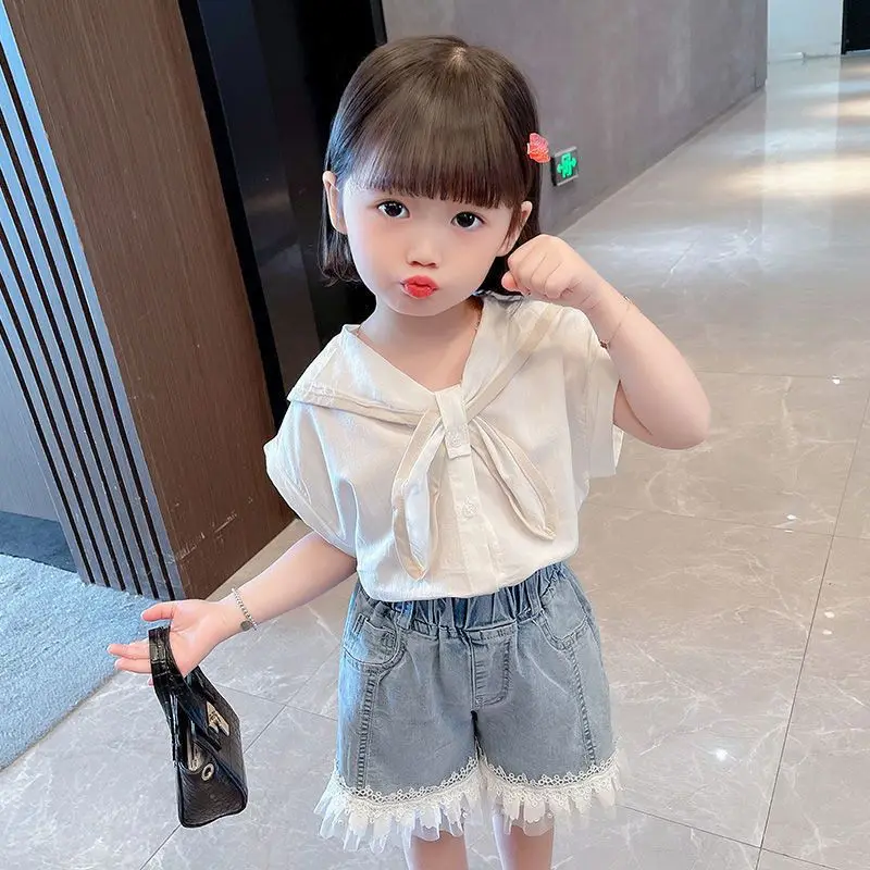 

Летнее платье в взрывоопасном стиле, новинка Dress2023child, Детская футболка из чистого хлопка, сарафан для девочек, корейский вариант, комплект одежды