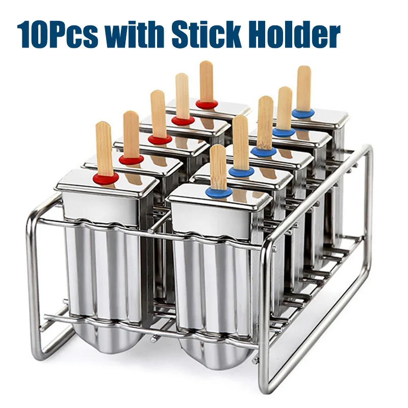 Premium Stainless Steel Popsicle and Ice Cream Maker with Holder Rack