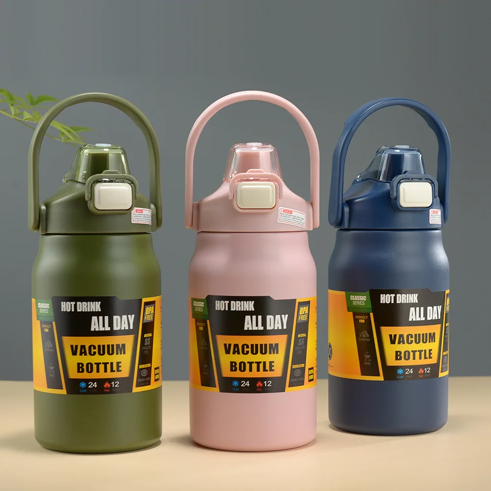 Stainless Steel Thermos Bottle 1.5L Large Capacity Portable Vacuum Mug 1500ml Insulated Cup Tumbler