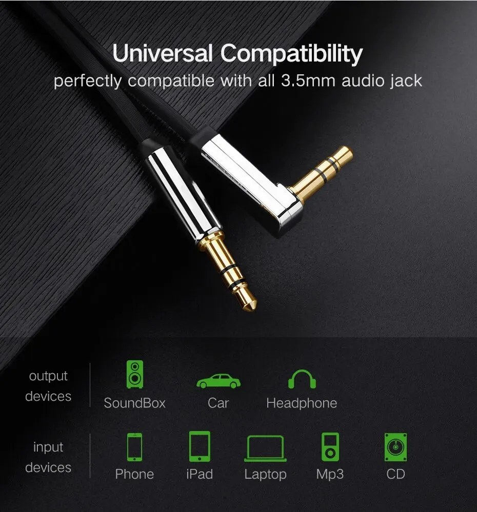 Premium 3.5mm Audio Auxiliary Cable - Universal for Headphones & Speakers