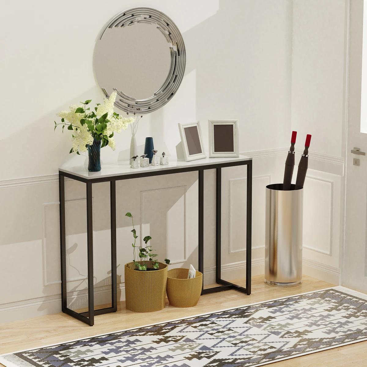 Light Luxury Modern Console Marble Living Room Sofa Tables Nordic Home Iron Sofa Table Furniture Bedroom Decoration — view 3