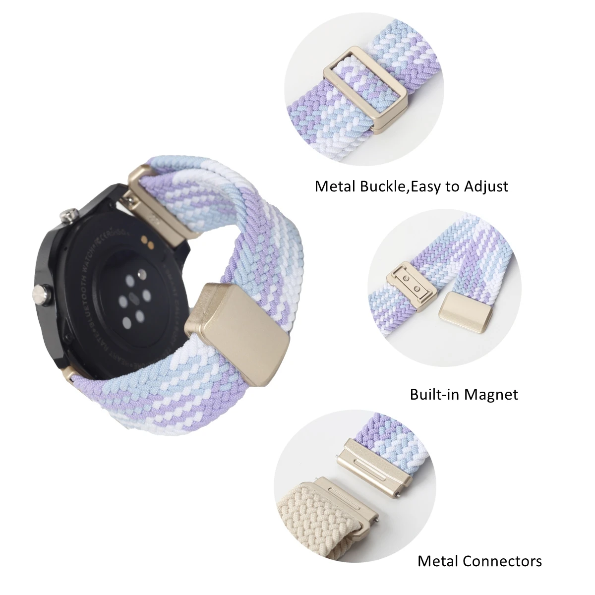 Braided Magnetic Strap - Sport Elastic Bracelet (18/20/22mm)