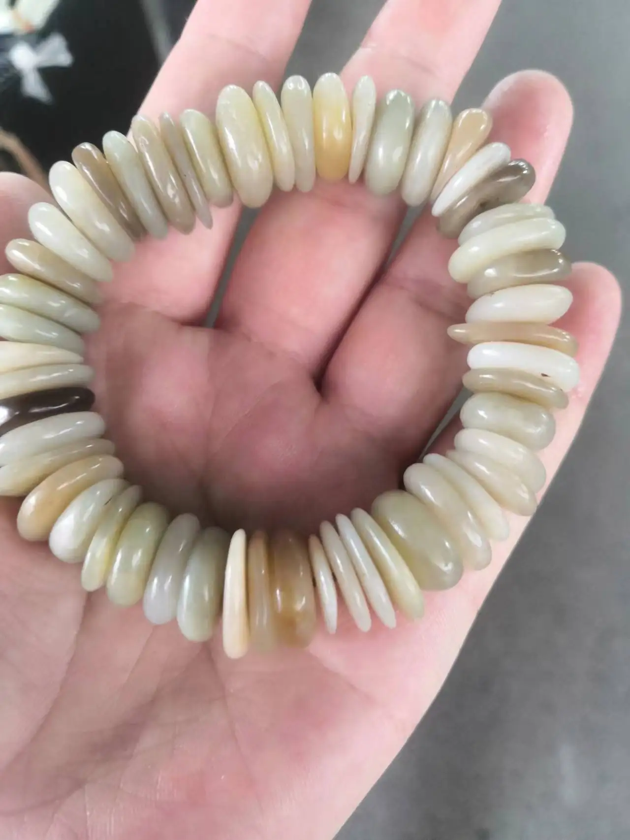 

unique Natural Hetian Jade Personalized Bracelet raw stone seed material Handmade Beaded Bangles Handring Fine Jewellry