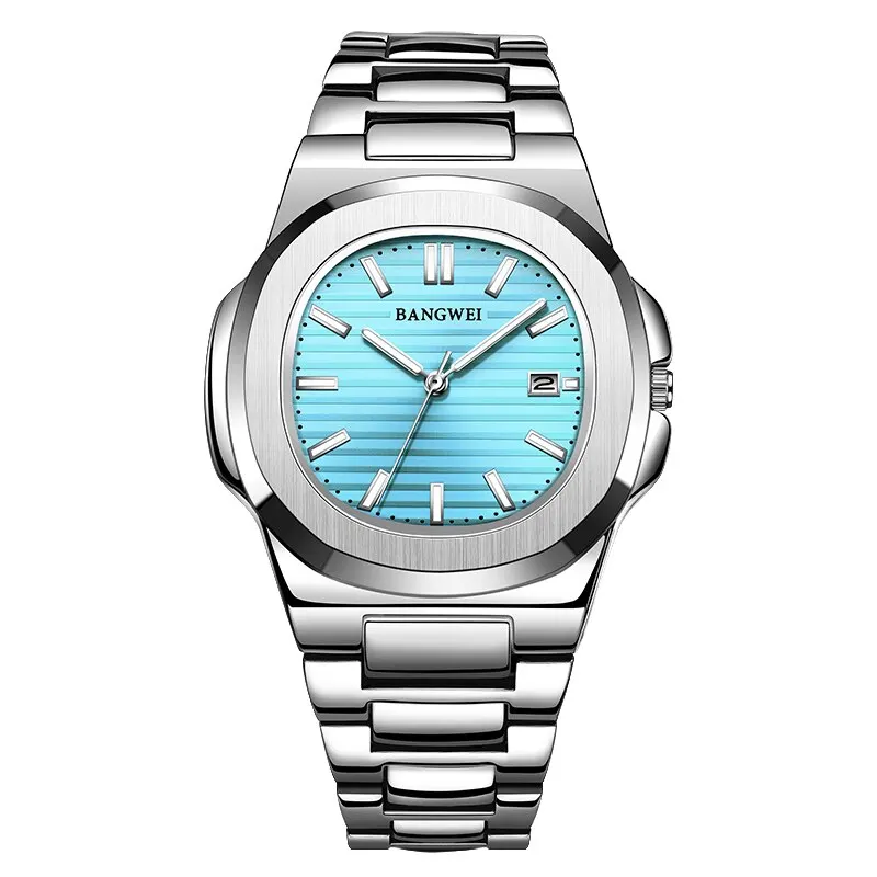 Luxury Men's Stainless Steel Sport Chronograph Watch - 2024 Edition, Quartz, 30M Waterproof, with Automatic Date
