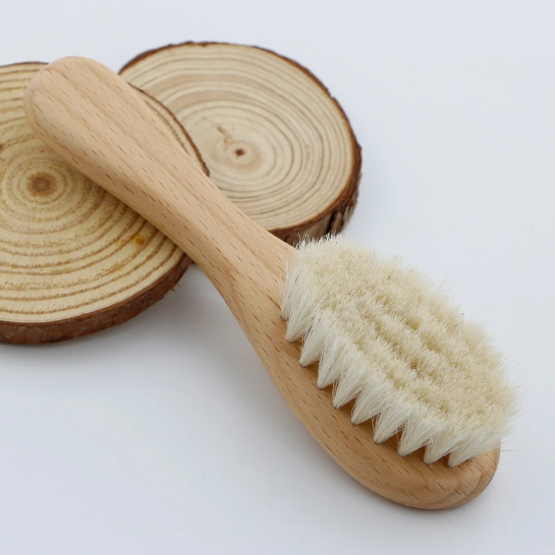 Soft Baby Wood Brush Newborn Baby Stuff Natural Wool Comb Infant Hair Brush Head Massager Portable Kid Babies Bath Accessories hair comb