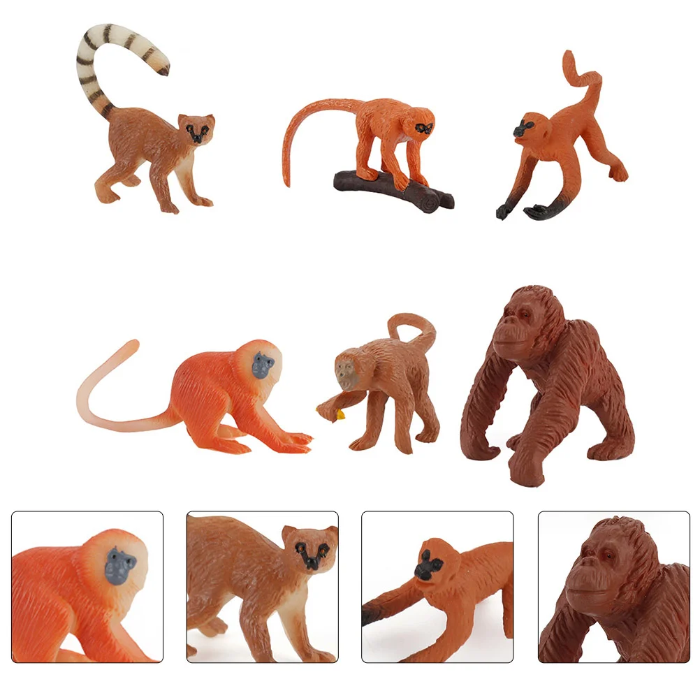 

6 PCS Monkey Model Animal Statue Toy Simulation Imitated Models Plastic Adornments