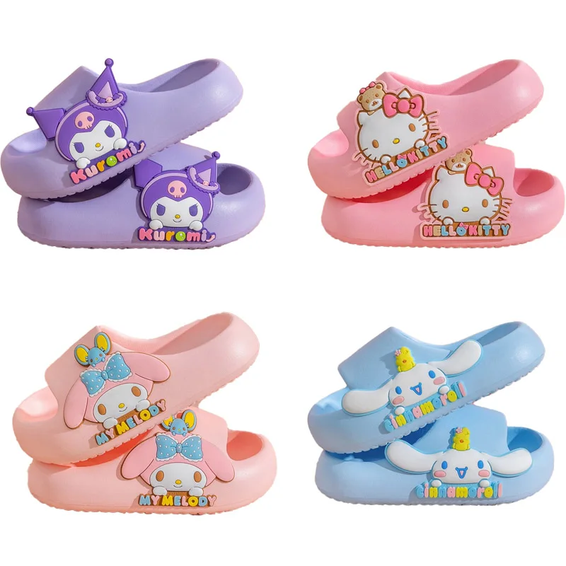 

Летние детские тапочки Kuromi Hellokittys аниме Kawaii домашняя ванная комната нескользящий материал Eva водонепроницаемый дышащий матовый материал
