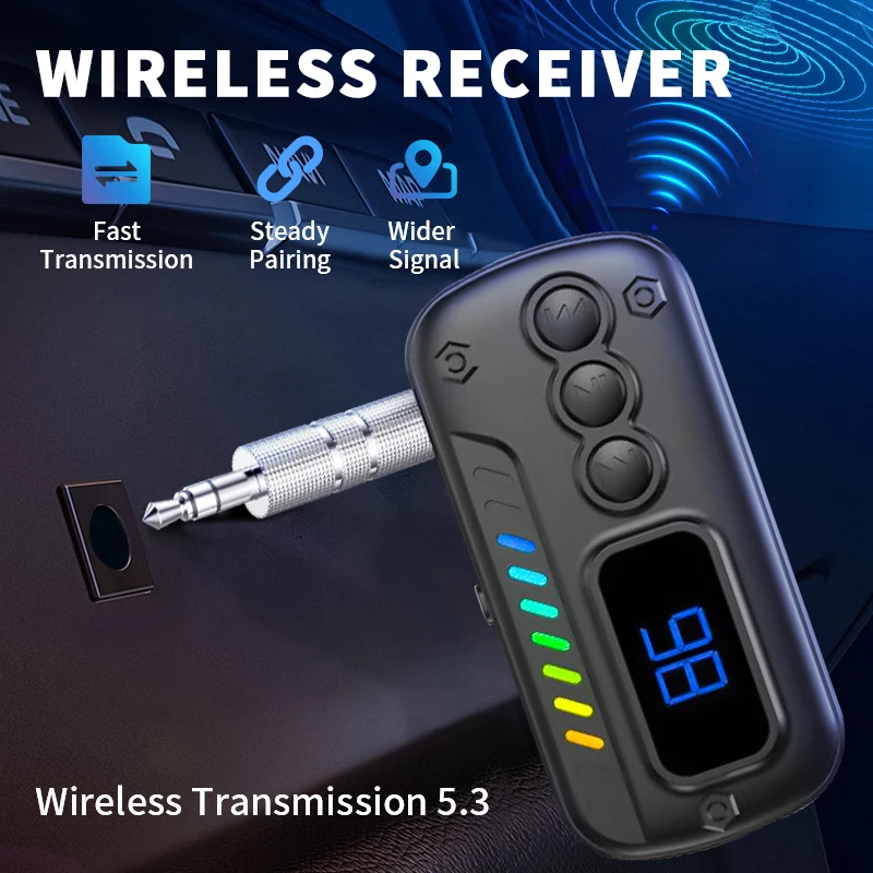 Bluetooth 5.3 Transmitter Receiver Adapter Wireless Audio For Car Music Headphone Speaker 3.5mm Jack AUX Wireless Audio Adapter