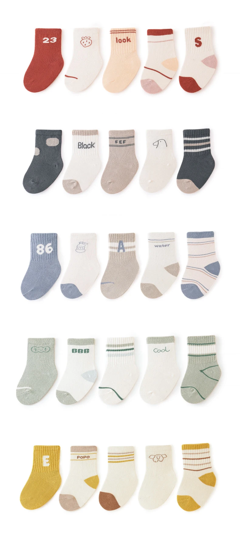 Description Picture 4 of itemMILANCEL New Autumn Baby Socks Toddler Cute Striped Letter College Style Socks