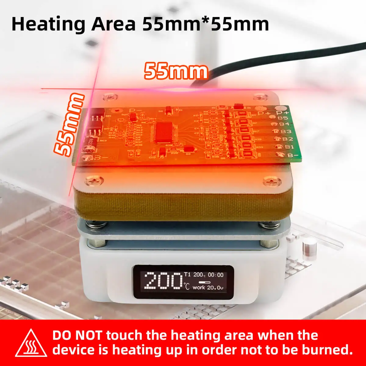 SEQURE T55 Preheating Rework Station, Constant Temp Adjustable Electronic Hot Plate For PCB SMD Heating Led Lamp Desoldering 6