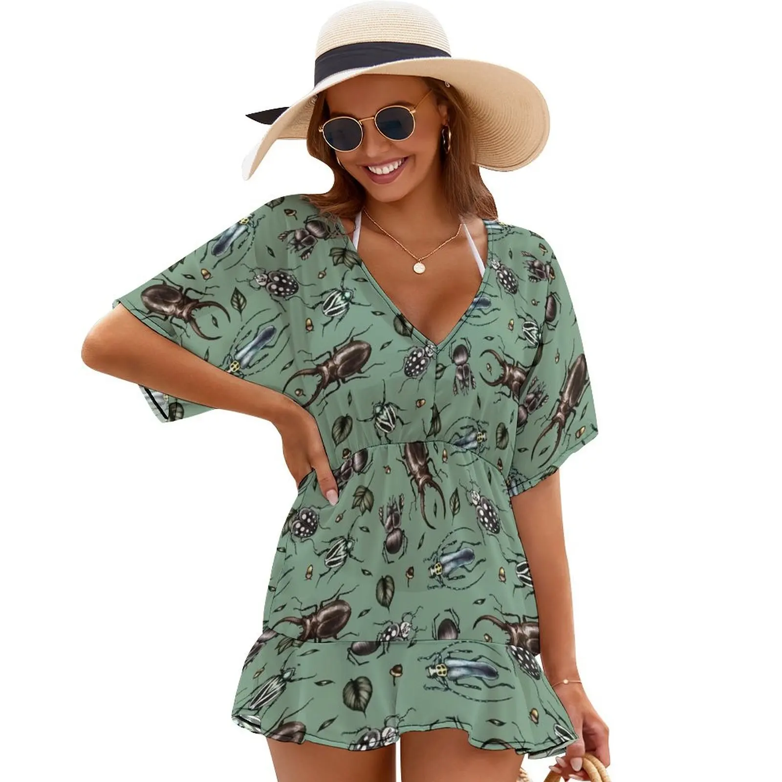 

Colored beetle pattern - Insect collection Cover Ups summer dress woman 2024 sexy dress for women