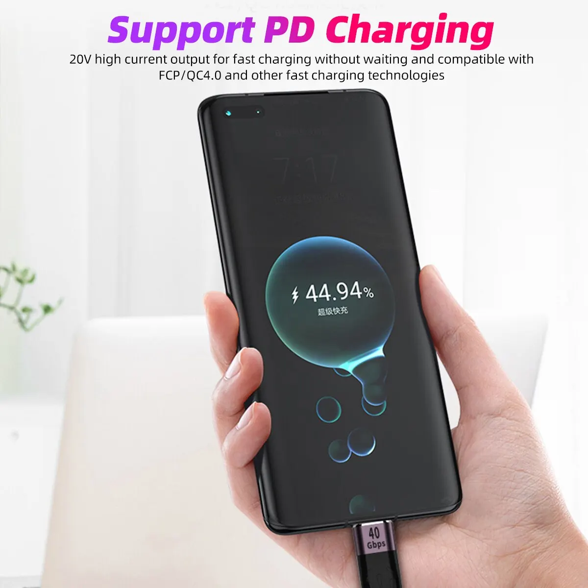 Ultra-Fast 40Gbps USB-C to USB-C Charging Cable with 100W Power Delivery