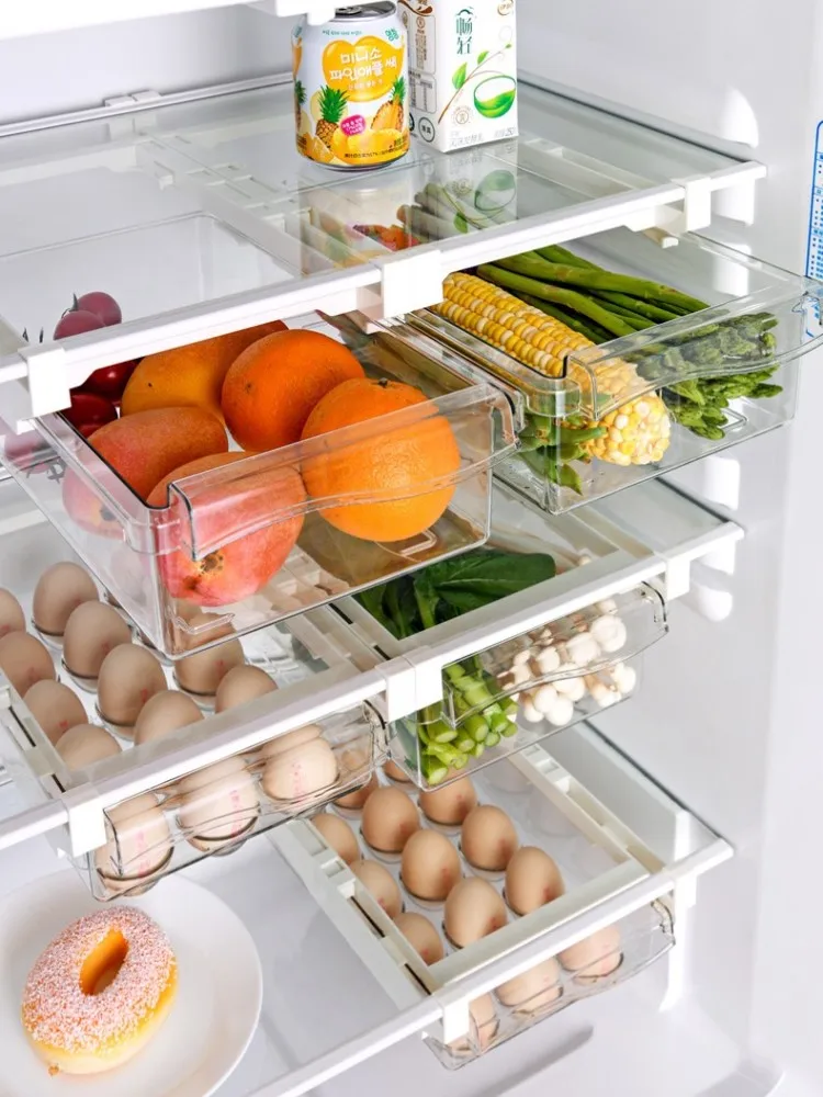 Description Picture 6 of itemDrawer Type Food Storage Box for Refrigerator Clear Fruit Organizer Rack Holder Under Shelf Slide Plastic Kitchen Container