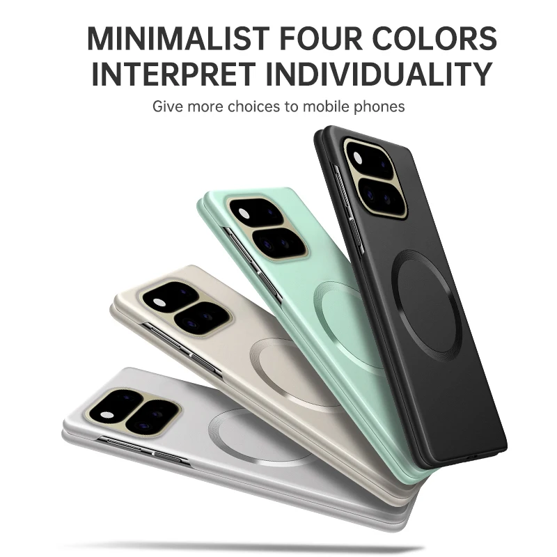 Sleek Frameless Magnetic Case – Metal Matte Finish, Slim Design, Wireless Charging Compatible