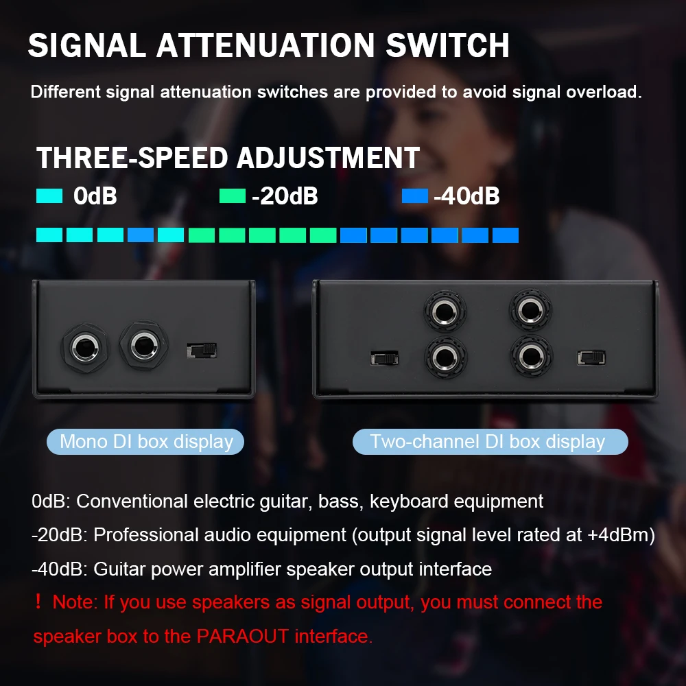 Audio DI Box Direct Injection Box Guitar Bass Single Channel Audio Converter LEUS DI1-2 Passive Low Noise audio converter