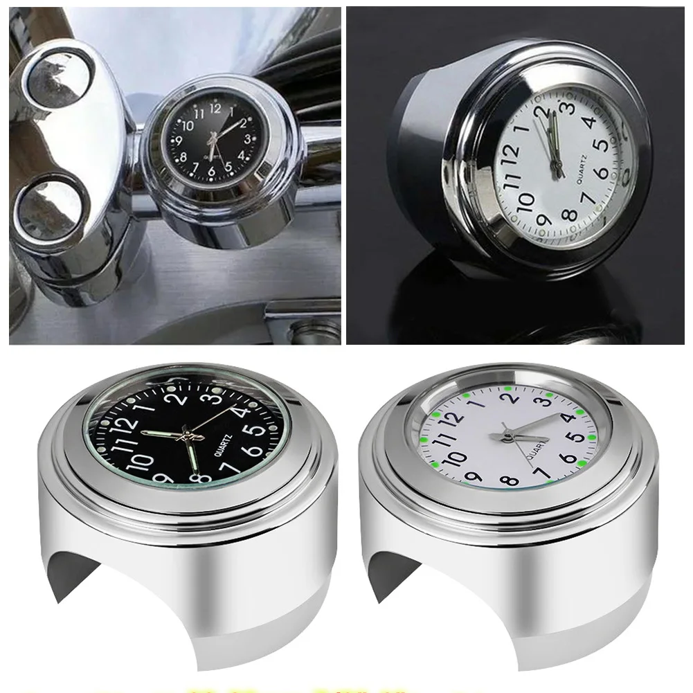 KSTE Orologio Da Manubrio Per Moto | Quarzo Impermeabile Con Quadrante Bianco | Alluminio Per Manubri 7/8 Inch - 2