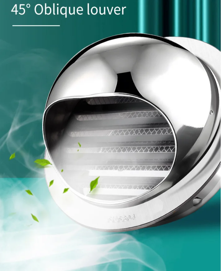 &Phi;150mm Rainproof Vent Cap Stainless Steel Exhaust Grille Cover Tube Duct Outlet Windproof Ball Cap For Kitchen Wall Ceiling ducting ventilation cover air vent grille ventilation grille air vent cover