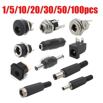 플러그 소켓 커넥터, 암수 잭 나사 너트 패널 마운트 전원 어댑터, DC 전원 소켓, 12V 3A, 5.5mm, 2.1mm, 2.5mm, 3.5mm, 1.3mm