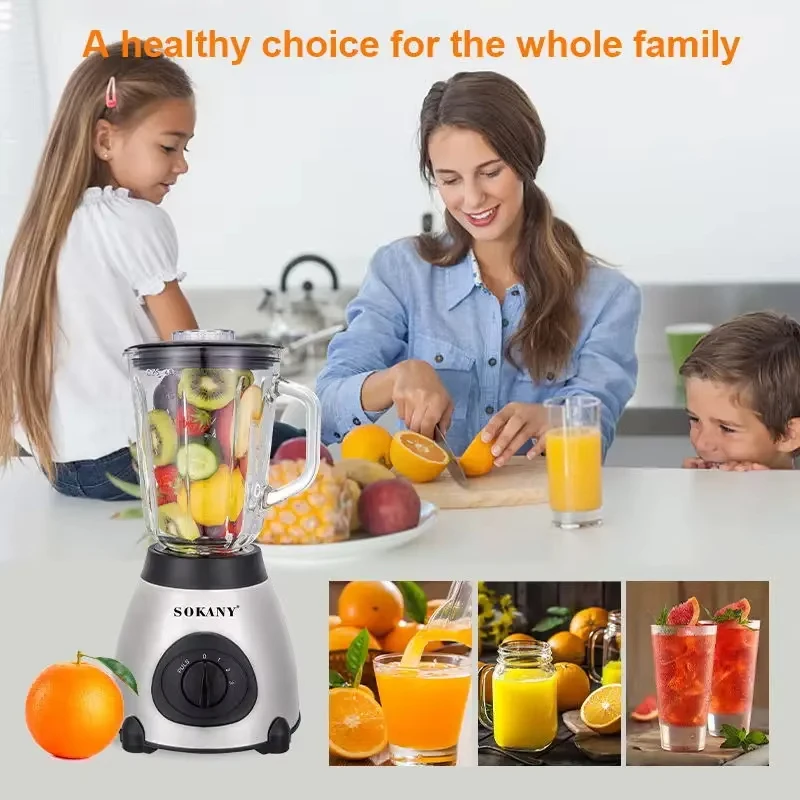 450W Stainless Steel Automatic Juicer 1500ML Fruit Milkshake Mixer 3 Gears Max 18000rpm Coffee Bean Grinder Kitchen Meat Grinder 3