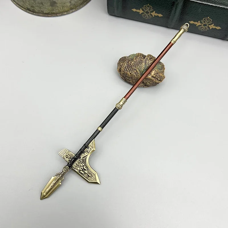 22 cm antike Bronze Ge Schöpfung des Gottes Film Peripheriegeräte Chinesische Militärstandardausrüstung Metall Hellebarde Waffe Miniatur Dropshipping Großhandel Heiße Verkaufsgeschenke Neuankömmlingsgeschenk Kostenlose