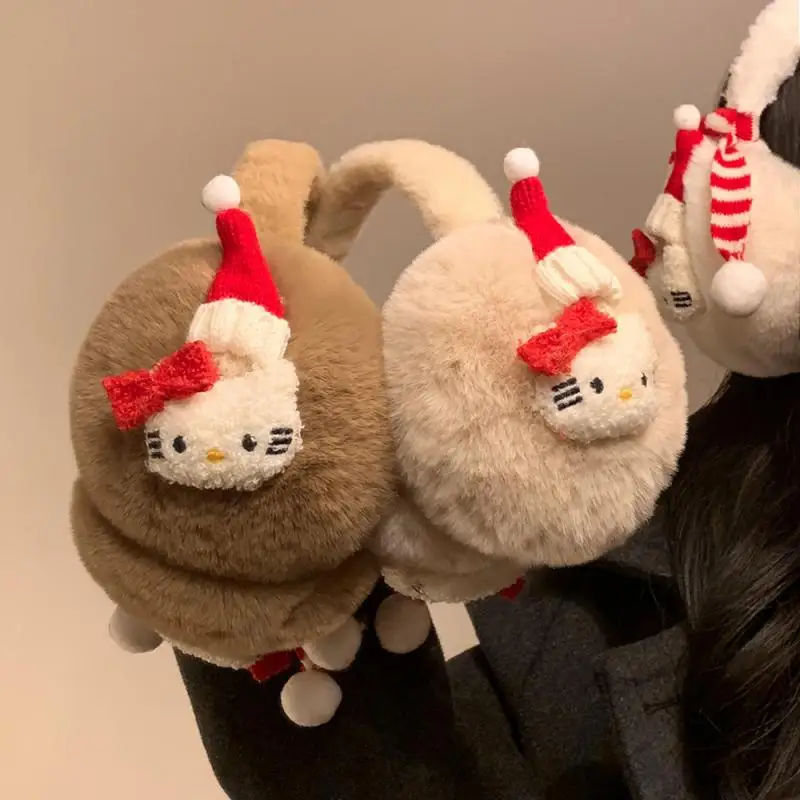 

Kawaii Sanrioed Kitty Warm Ears Cartoon Girl Child Winter Earmuffs Thicken Keep Warm Earmuffs Anime Peripheral Festival Gift